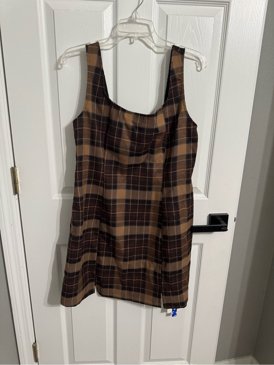 Cider Dresses & Skirts - SCOOP NECKLINE CHECKS ZIPPER MINI DRESS